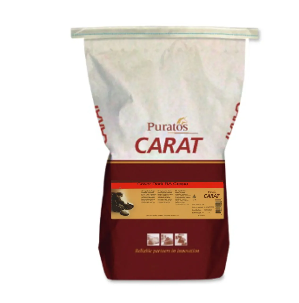 まめ　クール便発送　Puratos CHOCOLANTÉ ダーク 20キロ Carat Cover Dark Rainforest Alliance Cocoa Powder - Puratos